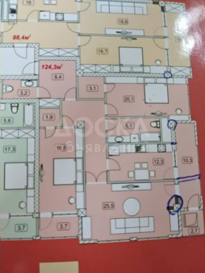 Продаю 3-комнатную квартиру, 124,3кв. м., этаж - 4/8, Турусбекова-Киевская.