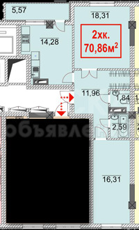 Продаю 2-комнатную квартиру, 70,86кв. м., этаж - 8/10, ул.Чуй/Ауэзова.