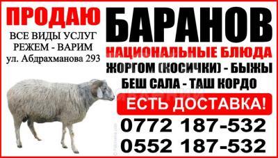 Продаю баранов в Бишкеке. Все виды услуг. Национальные блюда