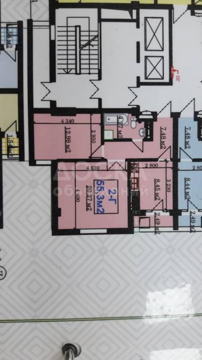 Продаю 2-комнатную квартиру, 55.3кв. м., этаж - 10/10, Кок Жар. ул.Куйурчук.