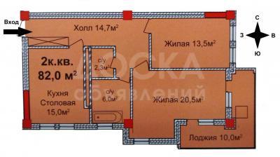 Продаю 2-комнатную квартиру, 82кв. м., этаж - 10/10, ул. Тоголок Молдо, 40/3 (возле Дворца Спорта).