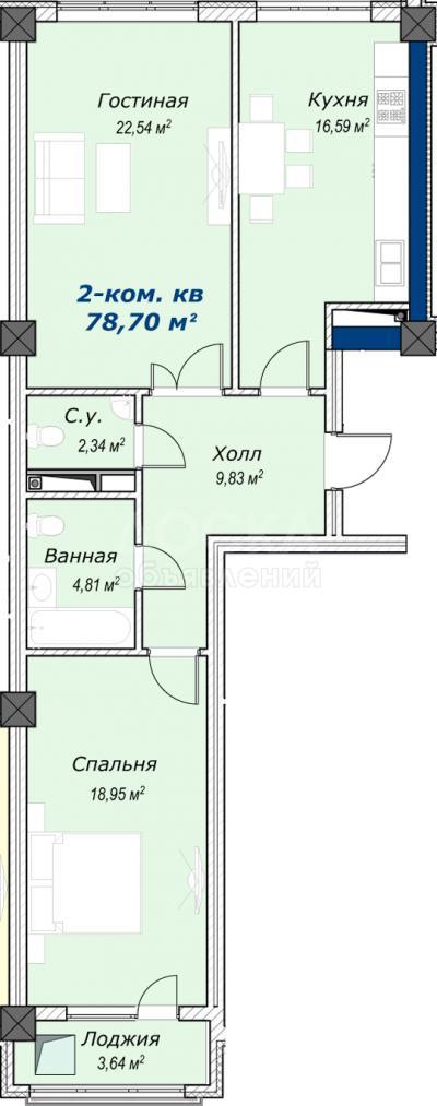 Продаю 2-комнатную квартиру, 79кв. м., этаж - 8/10, Ахунбаева/тыналиева.