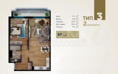 Продаю 2-комнатную квартиру, 67кв. м., этаж - 4/10, ул. Джунусалиева 177/2.