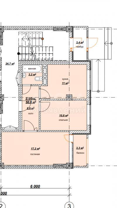 Продаю квартиру 2-ком., 50,6кв. м., этаж - 3/3, 12 микрорайон.