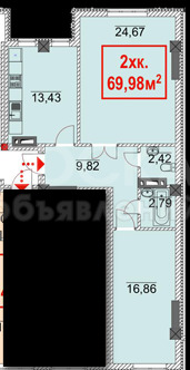 Продаю 2-комнатную квартиру, 69.98кв. м., этаж - 6/10, ул. Чуй/ Ауэзова.