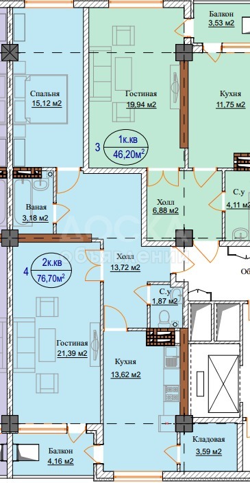 Продаю квартиру 2-ком., 76кв. м., этаж - 7/10, мкр. Асанбай, выше южной магистрали.