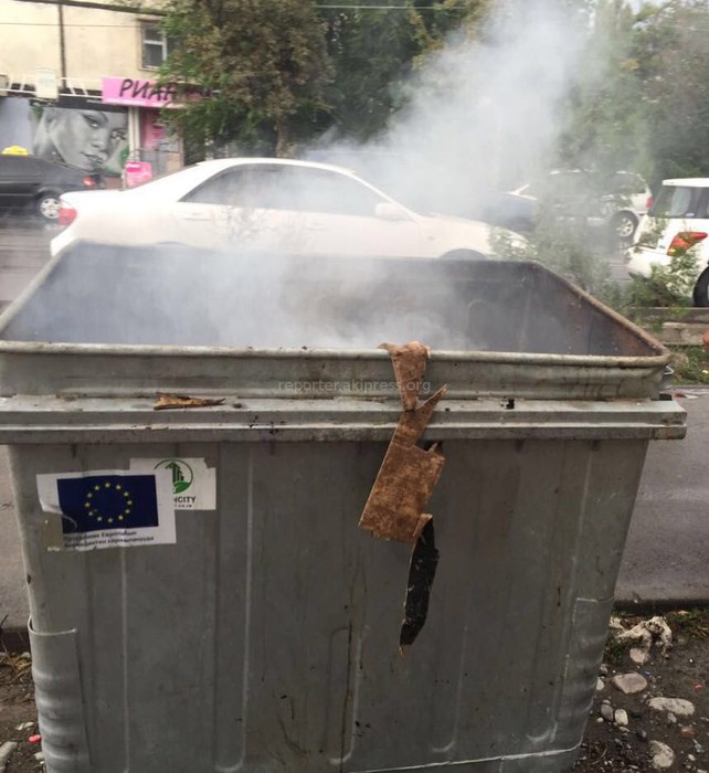 В 3 мкр возле Орто-Сайского рынка не убирают вовремя мусор, а кто-то ходит и поджигает новые баки, - читатель (фото, видео)